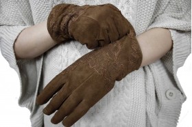 Guantes Encaje de Piel